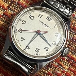 Transmarine Military Gents watch With Red second hand